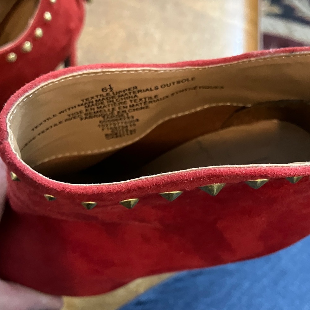 Massimo Red Suede Ankle Boots with Studded Detail size 6.5 - Picture 7 of 7